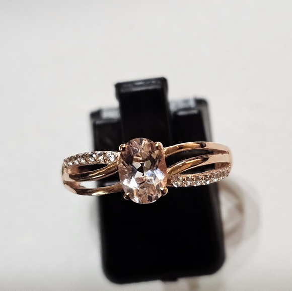 Morganite & White Zircon Ring 18k Rose Gold over 925 Size 6! - Picture 4 of 8